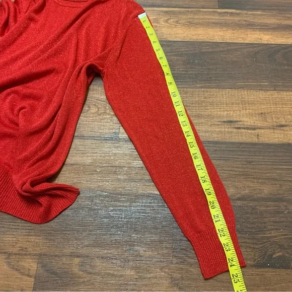 Joseph A. Turtleneck Sweater Women’s XL Red Metallic Stretch Light Weight - Picture 5 of 8